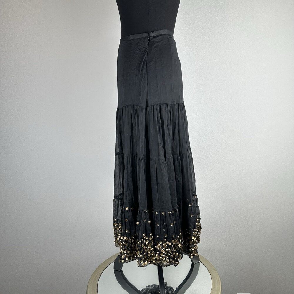 Chaudry KC Maxi Skirt Women XS Black Gold Sequin Boho Festival Gypsy Western NEW - Picture 6 of 13
